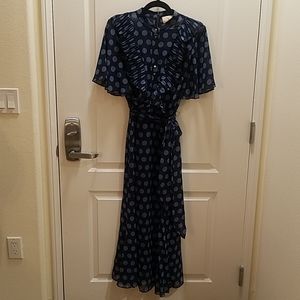 Blue polka dot long dress
